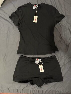 Hidden cult Black Tee and Boyshort Set